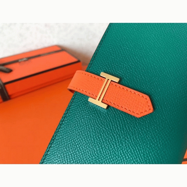 Malachite Orange Knockoff Hermes Bearn Wallet angle 4