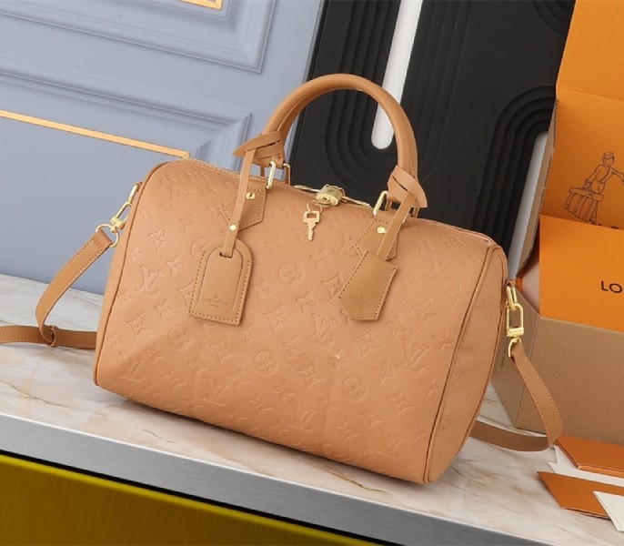 Louis Vuitton Monogram Empreinte Speedy Soft 30 Handbag In Arizona Beige