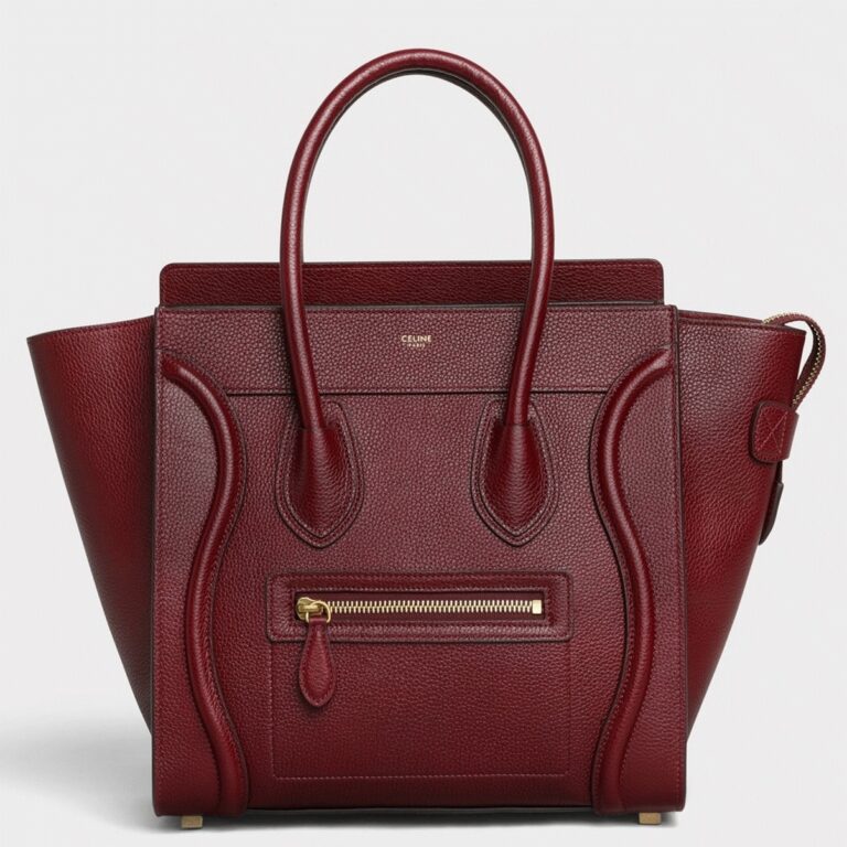 Celine Micro Luggage Tote Bag Knockoff in Dark Red