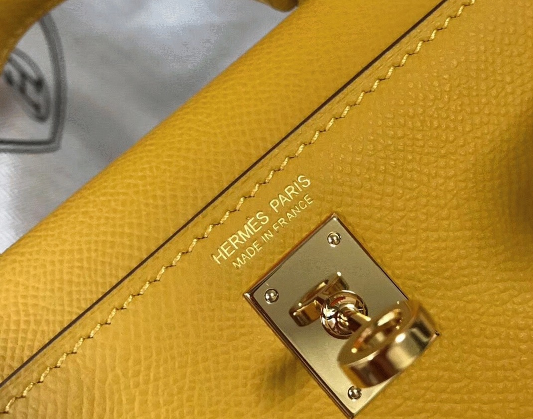 Hermes Kelly Mini II Bag Replica in Yellow angle 4