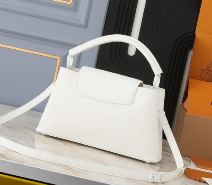 Louis Vuitton Capucines East-West MM Handbag In All Optic White angle 2