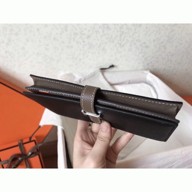 Black Taupe Fake Hermes Bearn Wallet angle 2