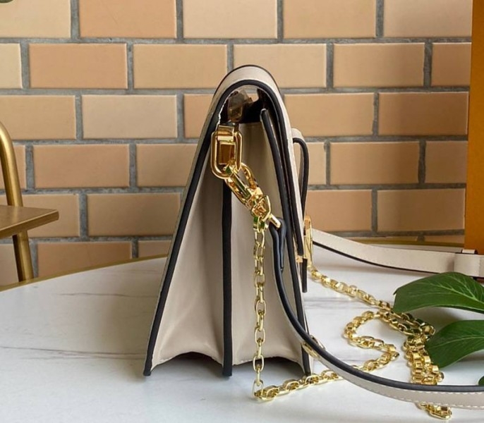 Louis Vuitton Dauphine Lugano MM Bag In Galet Gray angle 4