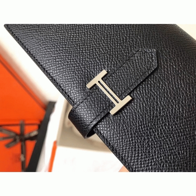 Black Epsom Copy Designer Hermes Bearn Wallet angle 5