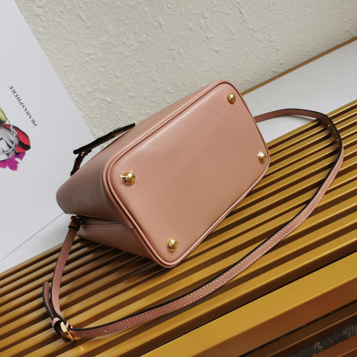 Powder Prada Medium Panier Bag Knockoff angle 5