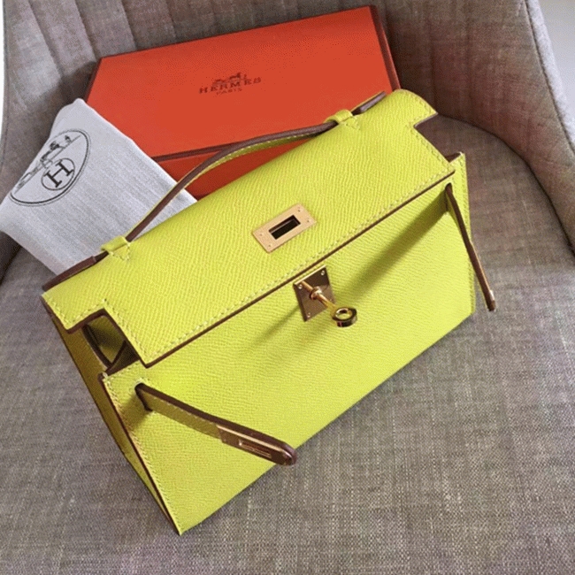 Soufre Epsom Knockoff Hermes Kelly Pochette Vibrant Handbag angle 5