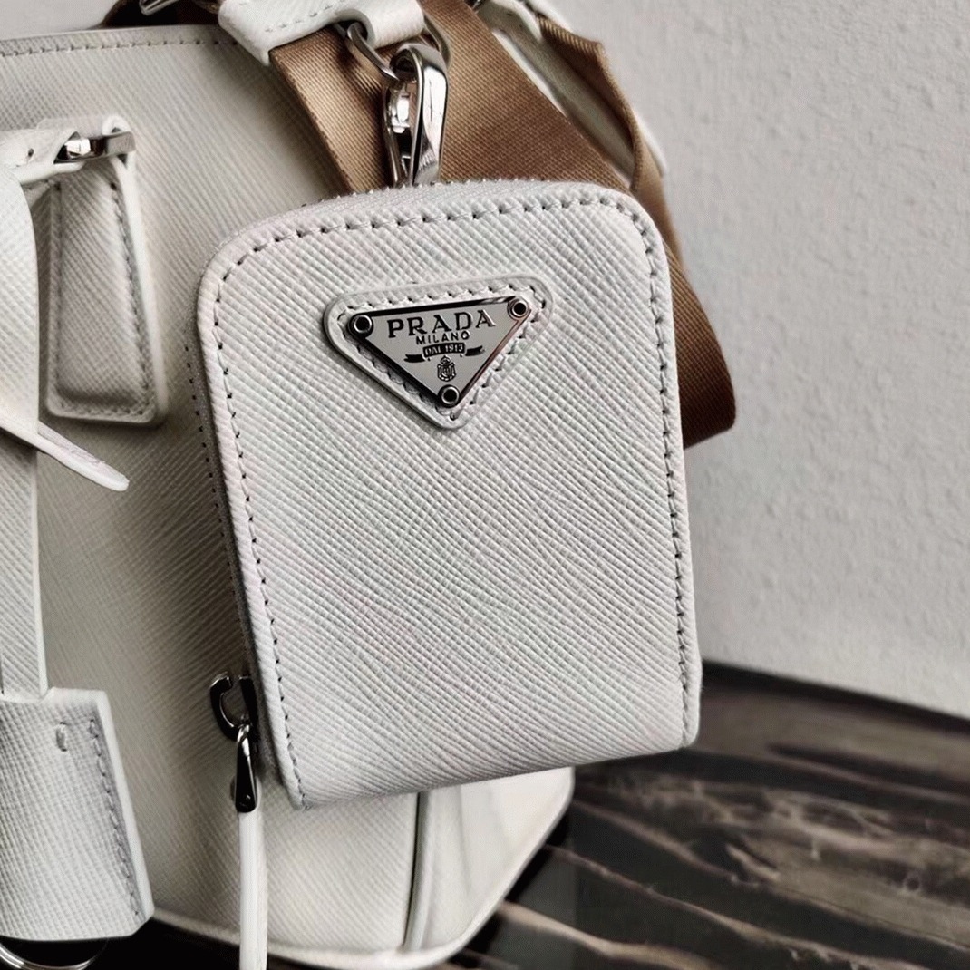 White Prada Galleria Mini Bag Fake angle 4