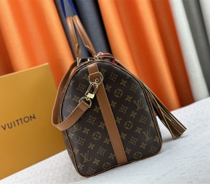 Louis Vuitton Monogram Dust Canvas Keepall Bandouliere 50 In Brown angle 4