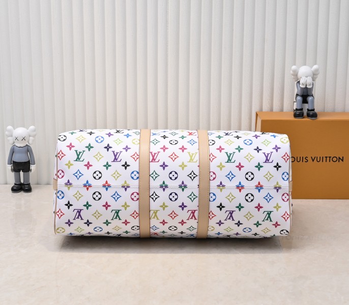 LV X TM Multicolored Keepall Bandouliere 50 In White angle 4