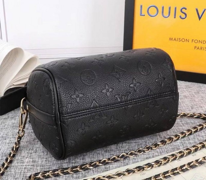 Louis Vuitton Monogram Empreinte Speedy BB Handbag In Black angle 4
