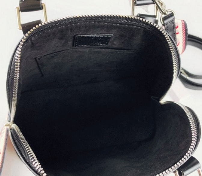 Louis Vuitton Epi Leather Alma BB Handbag In Black With Jacquard Strap angle 3