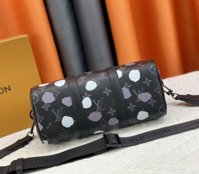 Louis Vuitton X YK Monogram Eclipse Keepall 25 Bandouliere Travel Bag angle 4