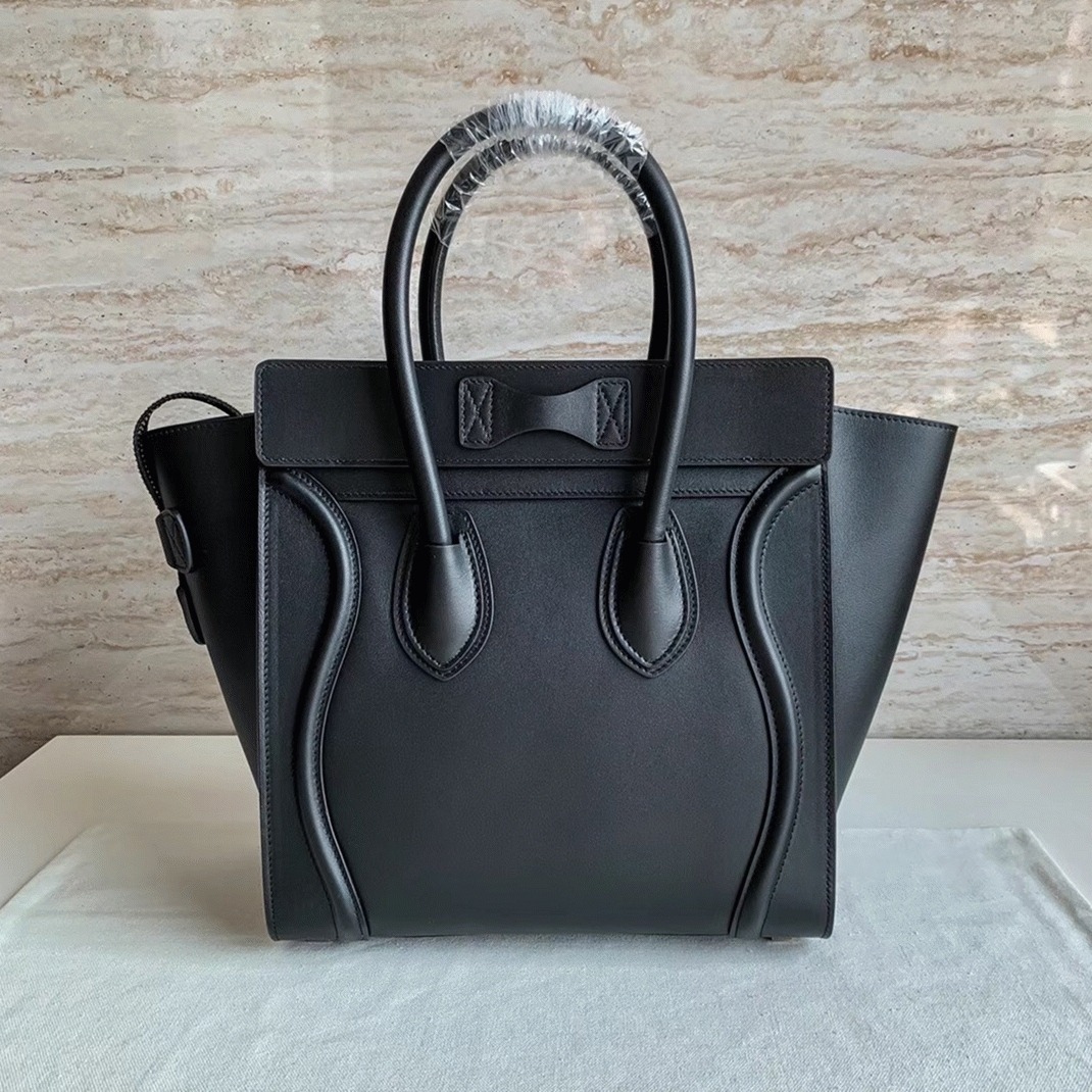 Celine Micro Luggage Tote Bag Replica in Black angle 5
