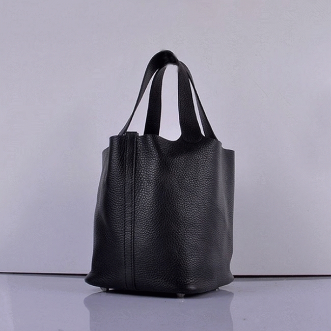 Black knockoff Hermes Picotin Lock handbag angle 3