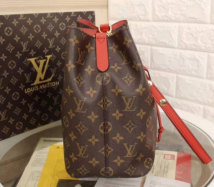 Louis Vuitton Monogram Canvas NeoNoe MM Bag In Coquelicot angle 4