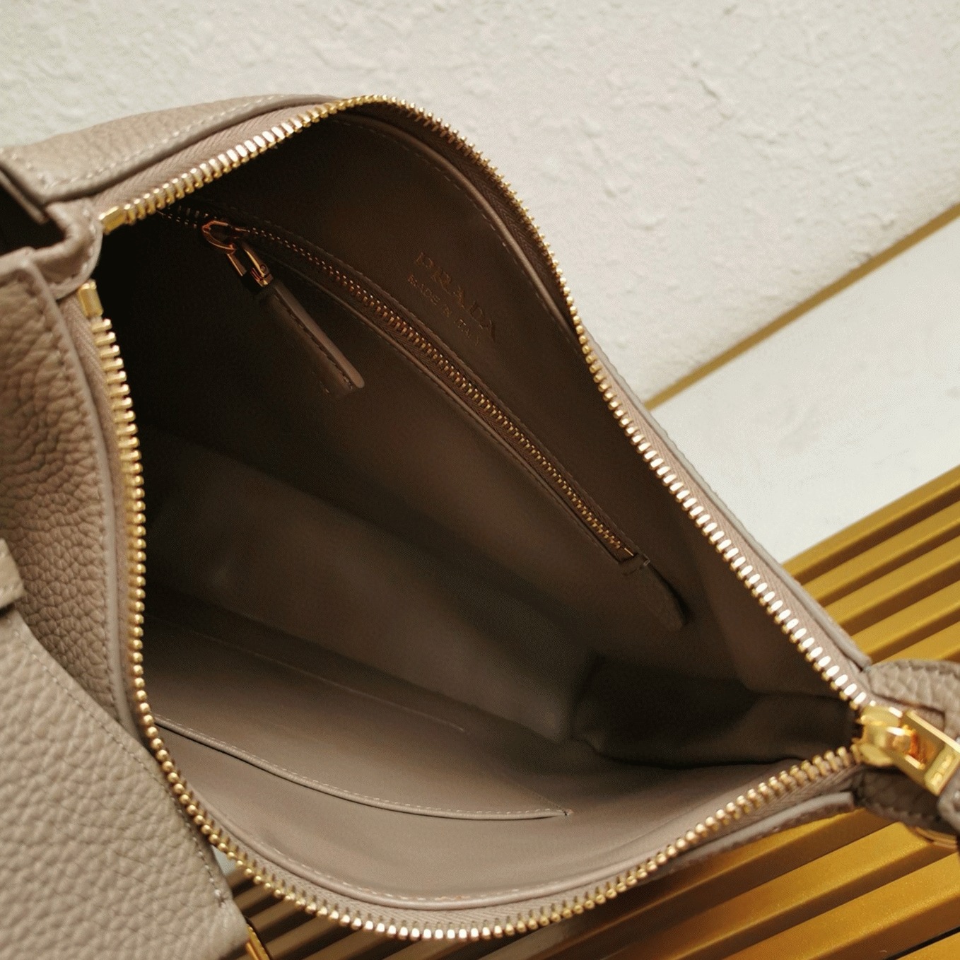 Prada Shoulder Bag Fake in Grey angle 3