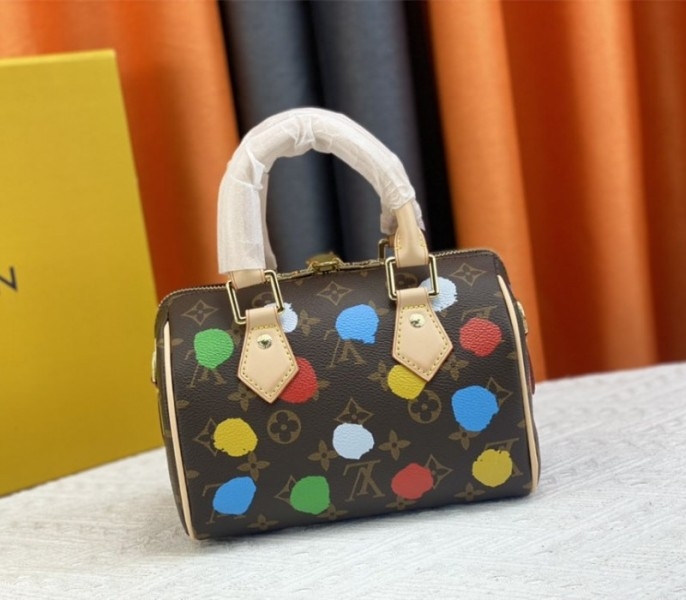 Louis Vuitton X YK Monogram Canvas Speedy 20 Handbag With Textile Strap In Style 1 angle 3