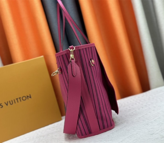 Louis Vuitton Neverfull Bandouliere Inside Out MM Tote In Monogram Canvas And Rose Pondichery Textile angle 3