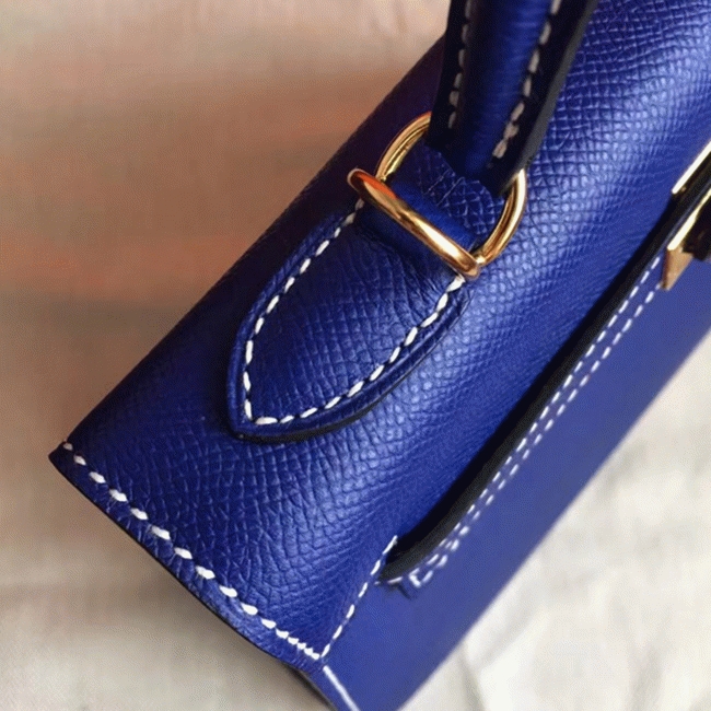 Electric Blue Epsom Fake Hermes Kelly 25cm Bold Purse angle 2