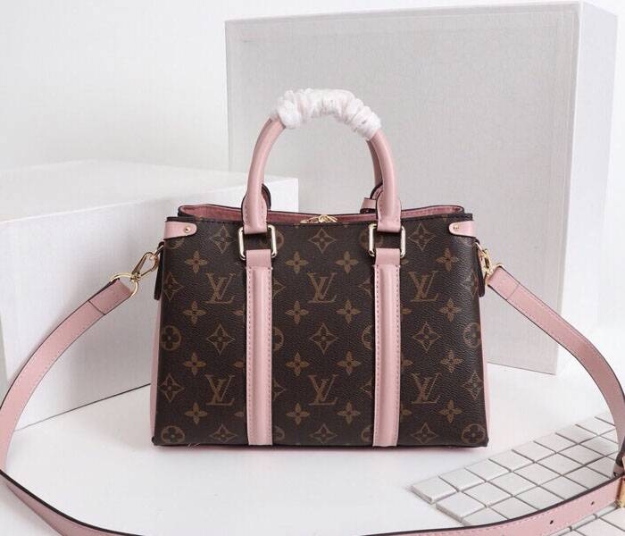 Louis Vuitton Monogram Canvas Soufflot BB Bag In Peach angle 3