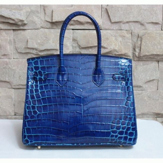 Electric Blue Hermes Birkin 30cm Top-Grade Replica Purse angle 4