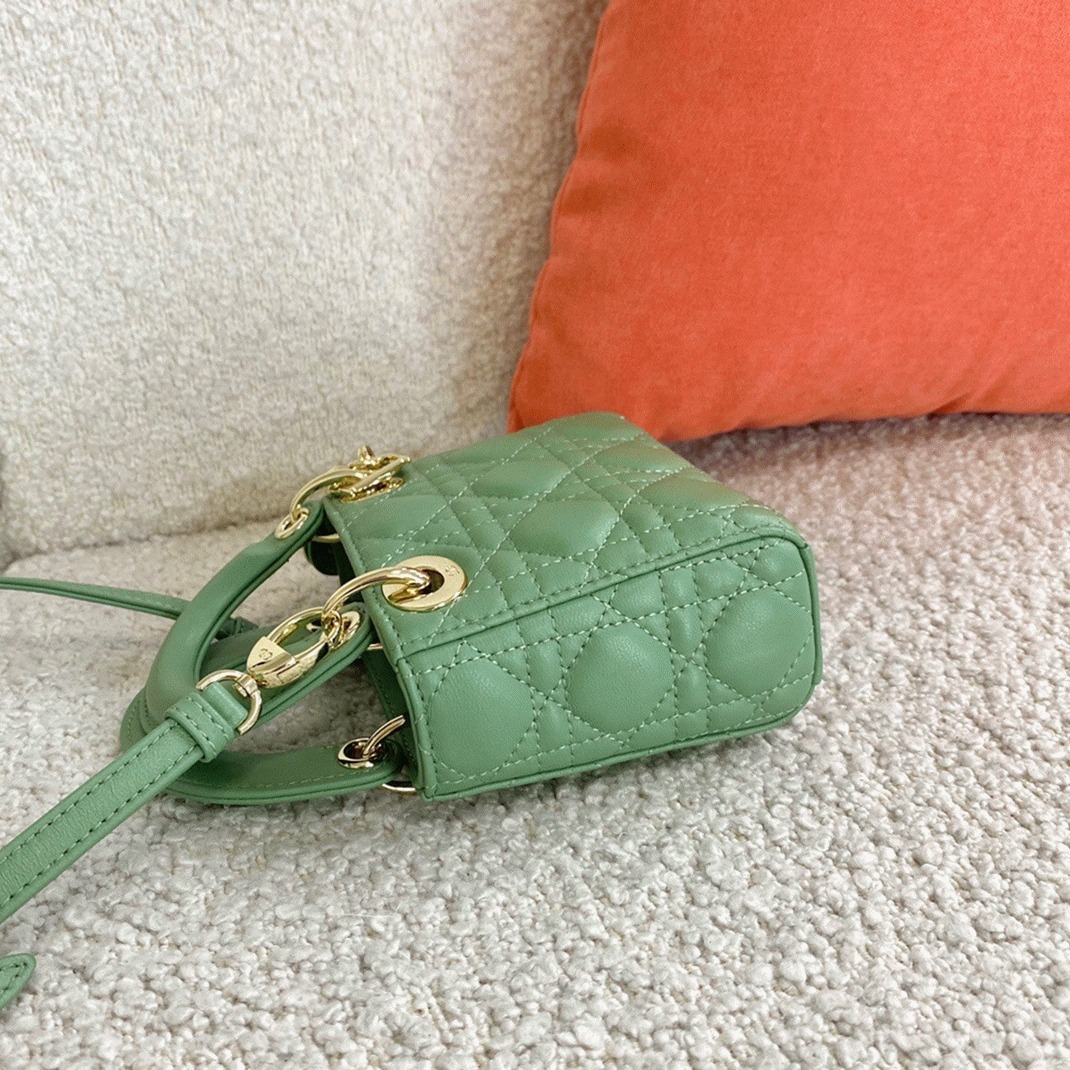Dior Lady Dior Micro Bag Knockoff in Mint Cannage Lambskin angle 3