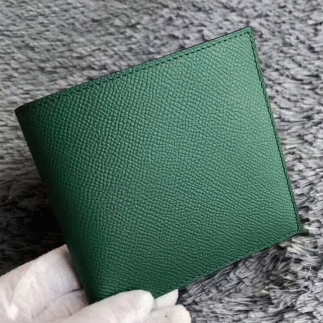 Green replica Hermes Copernic compact wallet angle 3