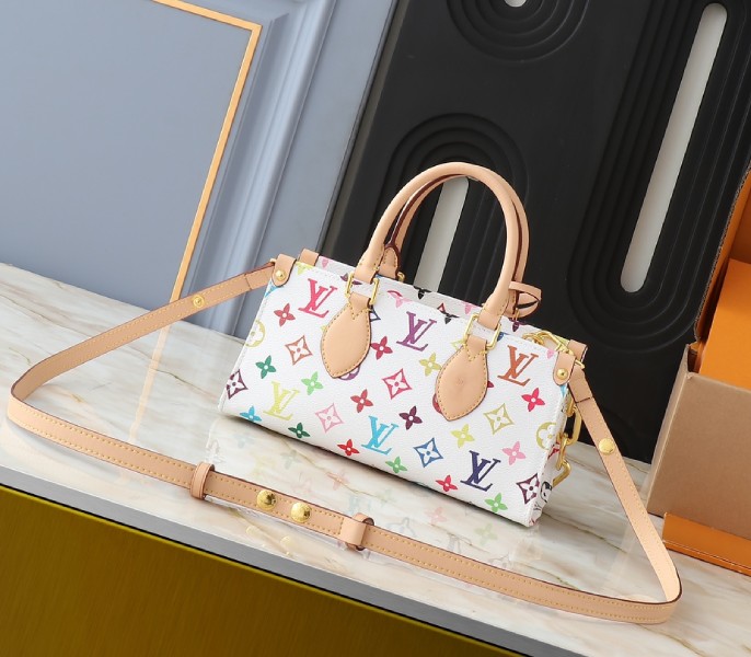 LV X TM Multicolored Onthego East West Chain In White angle 2