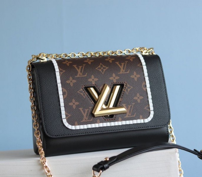 Louis Vuitton Twist MM Canvas Trompe loeil Braid Bag In Black