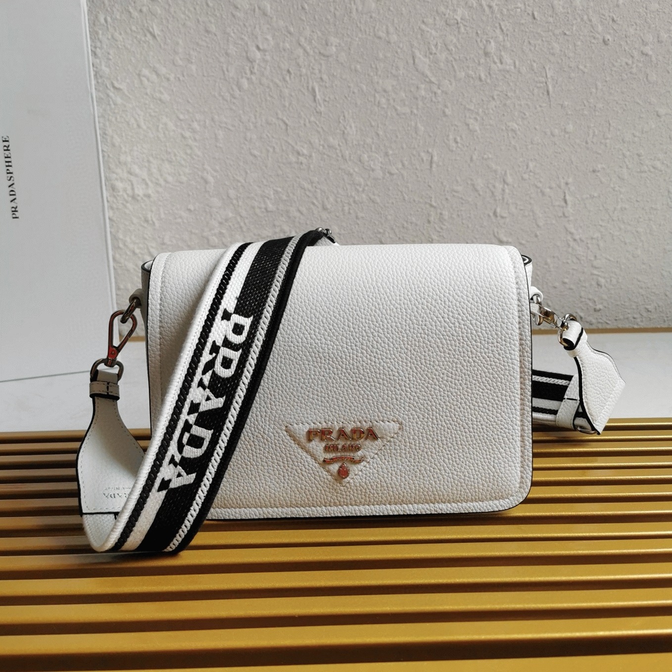 Prada Flap Shoulder Bag Fake in Cornflower angle 5