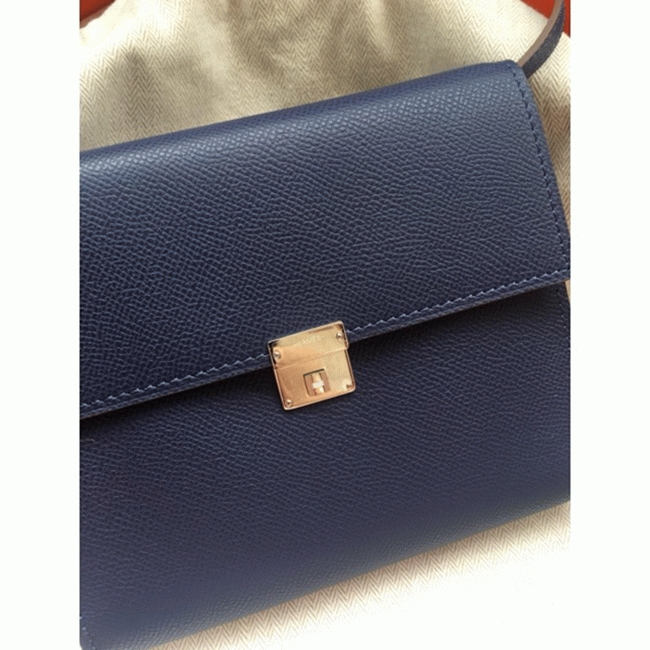 Sapphire replica Hermes Clic wallet with strap angle 2