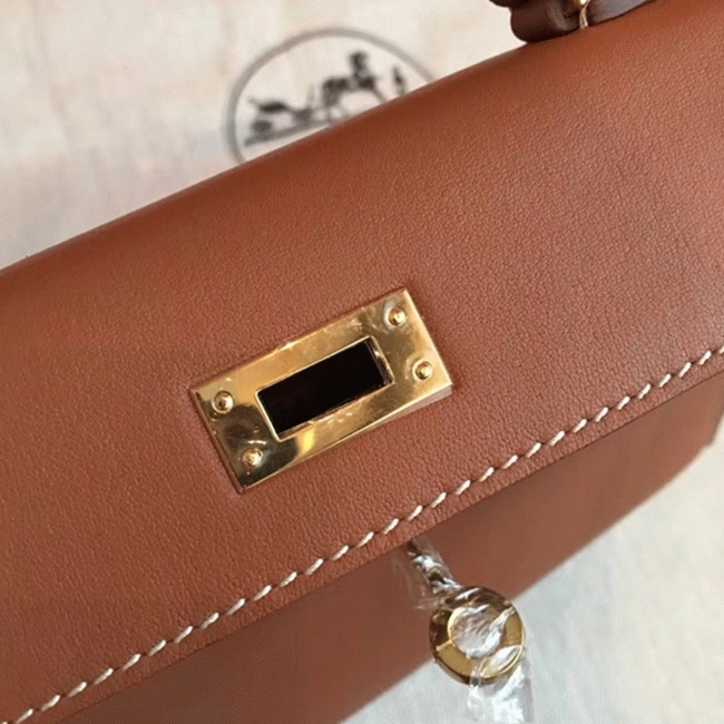 Gold Swift Replica Hermes Kelly 20cm Premium Quality Bag angle 5