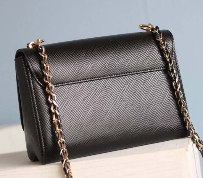 Louis Vuitton Epi Leather Twist MM Bag In Black angle 5