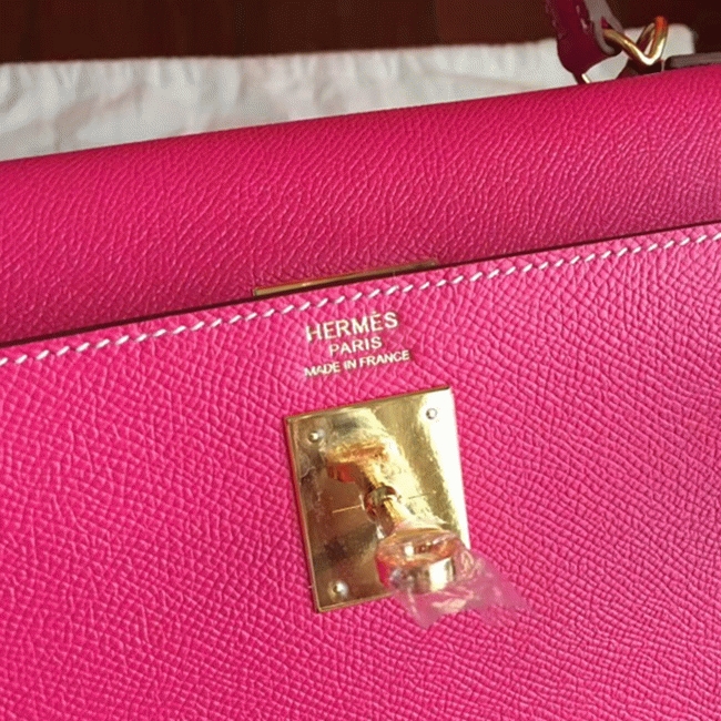 Rose Tyrien Epsom Fake Hermes Kelly 32cm Sellier Bright Tote angle 5