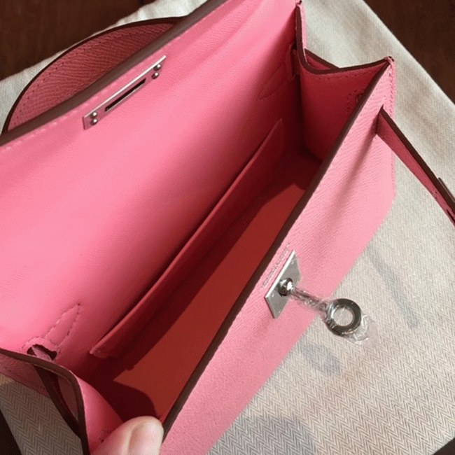 Rose Confetti Epsom Budget Knockoff Hermes Kelly 20cm Purse angle 2