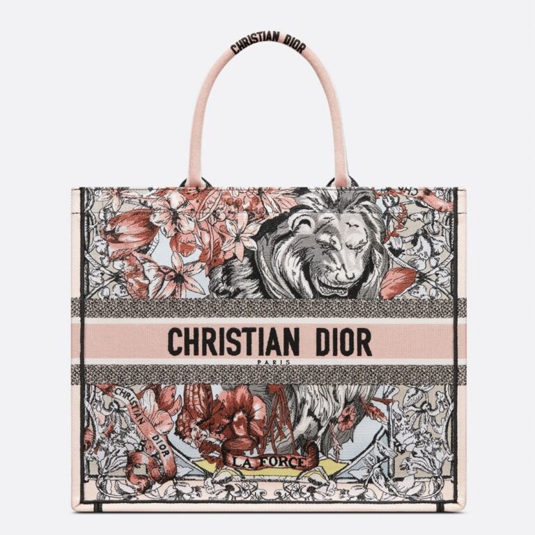 Dior Large Book Tote Bag Faux in Multicolor La Force Embroidery