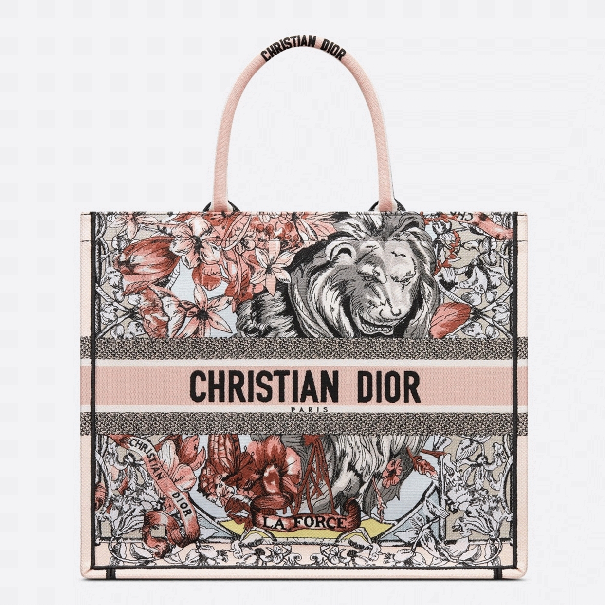Dior Large Book Tote Bag Faux in Multicolor La Force Embroidery