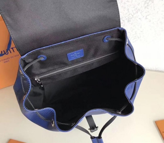 Louis Vuitton Taiga Leather Outdoor Backpack In Pacific Blue angle 5