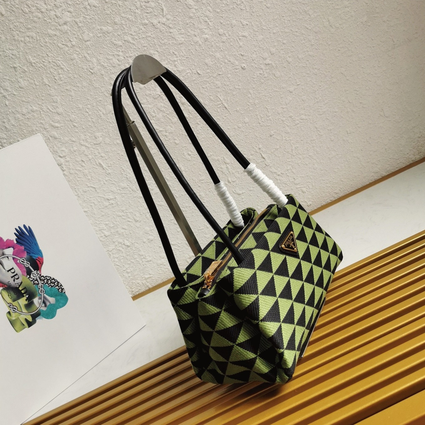 Prada Supernova Small Shoulder Bag Replica in Black/Green angle 2