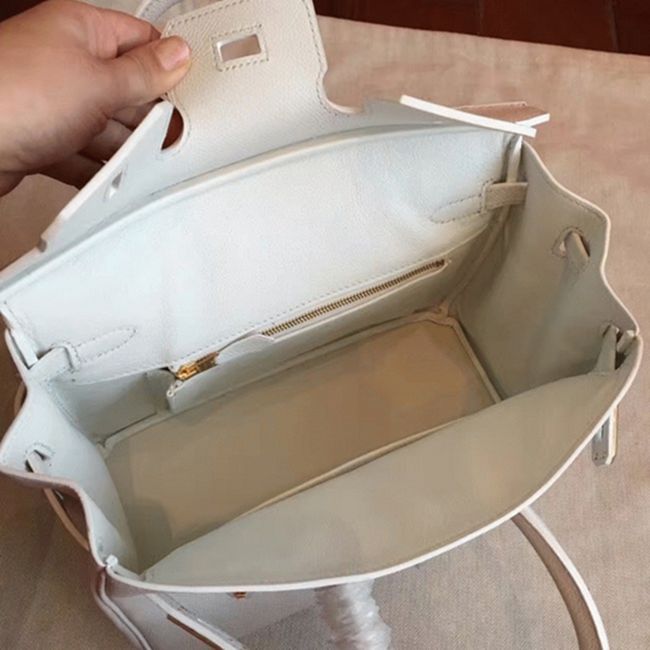 Premium Replica White Hermes Birkin 25cm Handbag angle 3