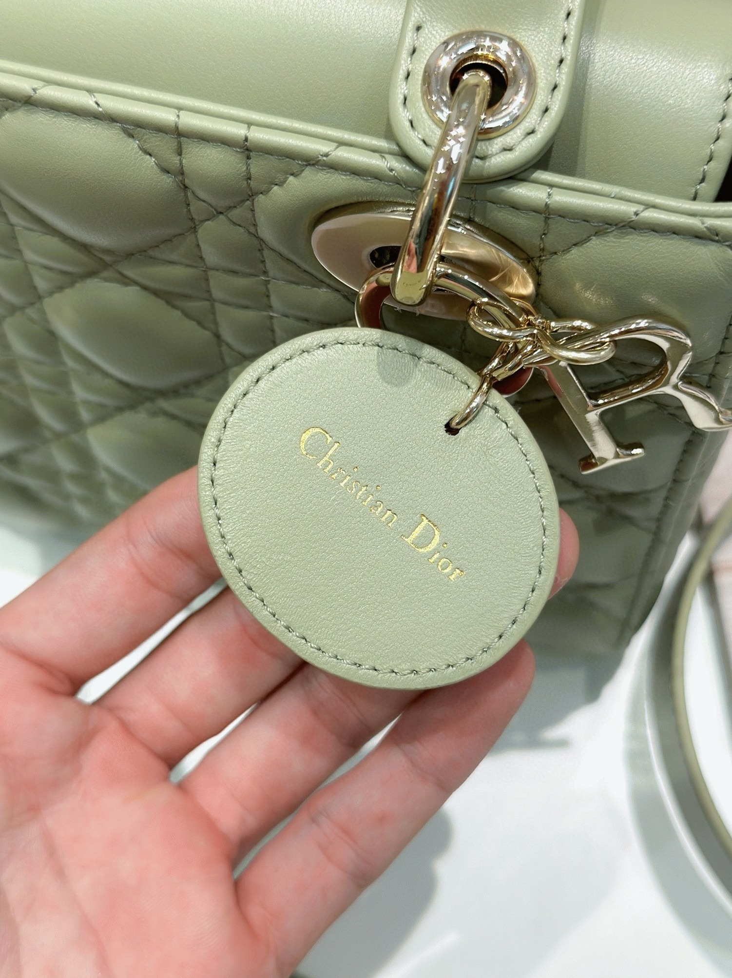 Dior Small Lady Dior My ABCDior Bag Knockoff in Ethereal Green angle 2