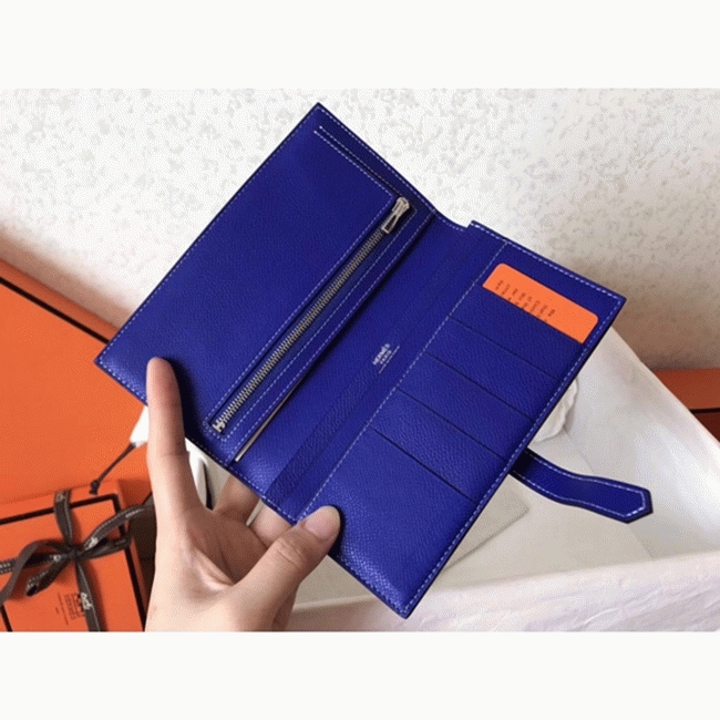 Taupe Electric Blue Epsom Replica Hermes Bearn Wallet angle 4