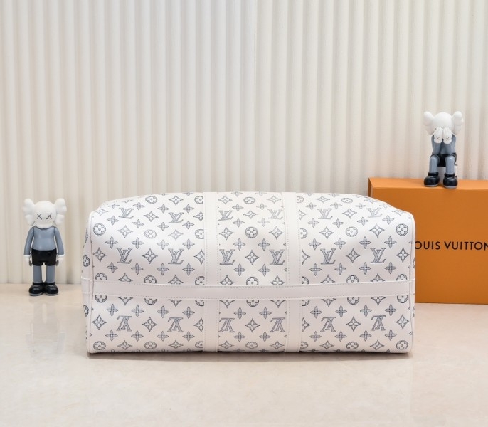 LV Monogram Shadow Keepall Bandouliere 50 In White angle 4