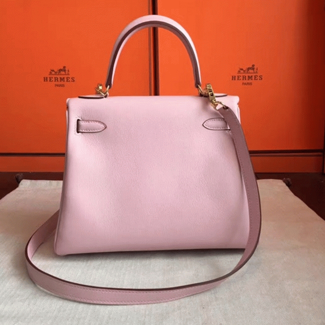 Rose Dragee Swift Replica High Quality Hermes Kelly Retourne 28cm Bag angle 3