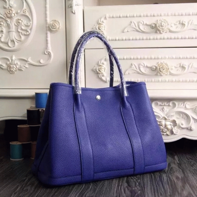 Electric Blue Leather Fake Hermes Garden Party 36cm Tote Bag angle 5