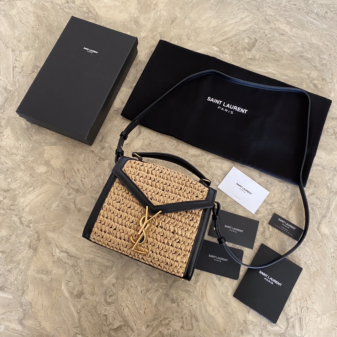 KAIA MIDDLE SATCHEL IN RAFFIA AND LEATHER angle 2