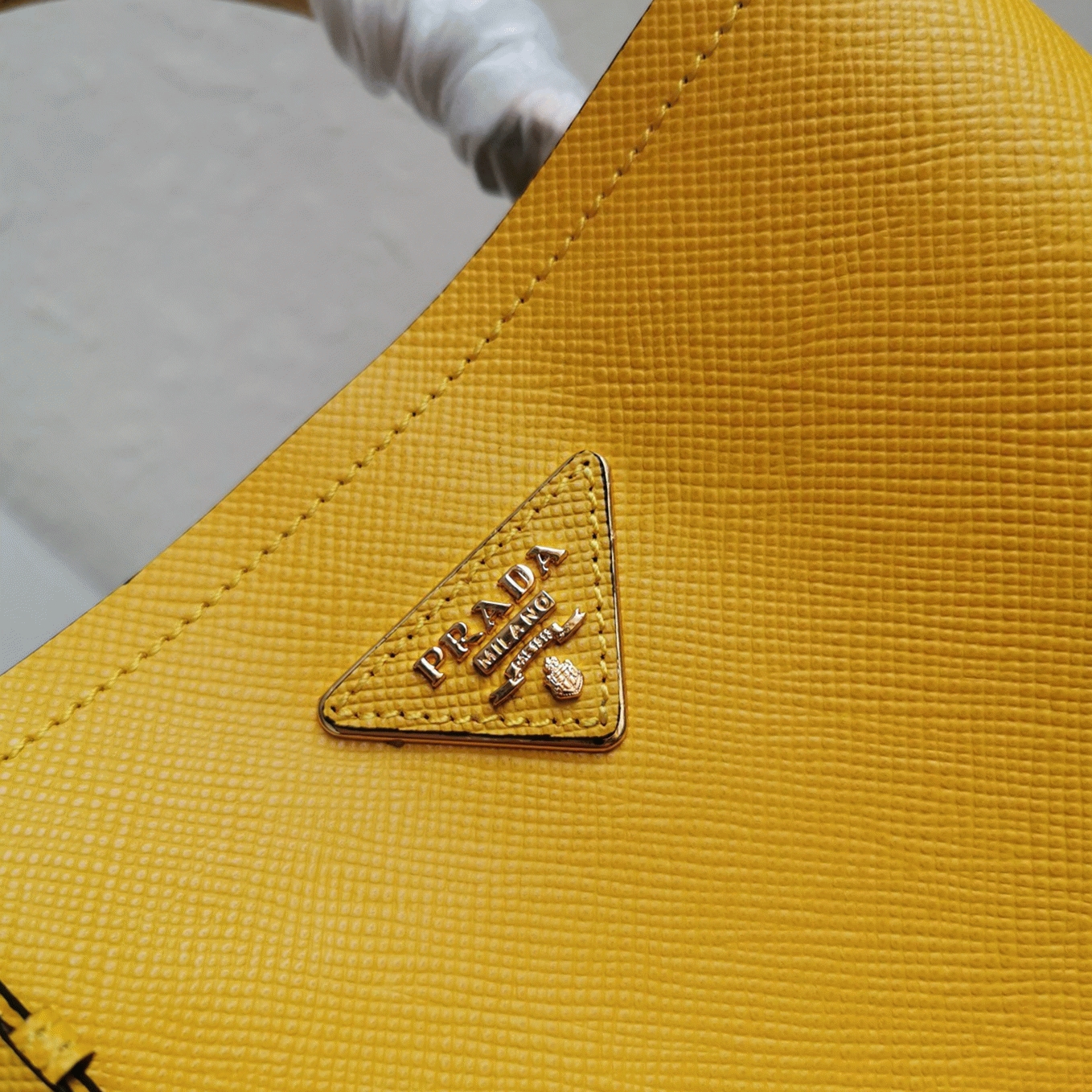 Yellow Prada Medium Panier Bag Fake angle 3