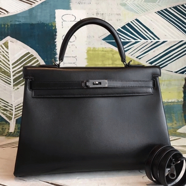 Black Box Knockoff Hermes Kelly 35cm Structured Handbag