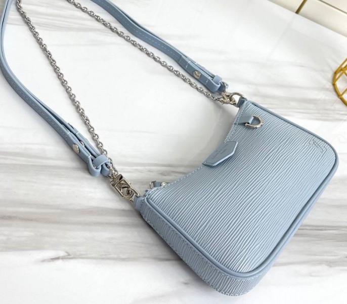 Louis Vuitton Epi Leather Easy Pouch On Strap In Bleu Celeste Blue angle 4