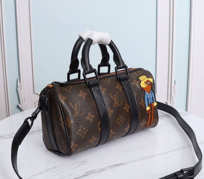 Louis Vuitton Monogram Canvas Mens Zoooom With Friends Nano Keepall Travel Bag angle 2